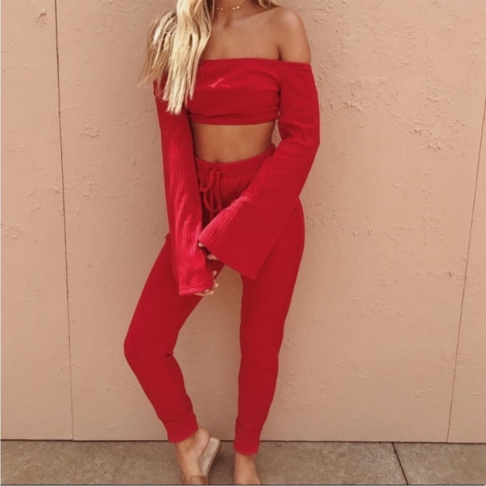 Sabo Skirt Scarlet Ribbed Lounge Set